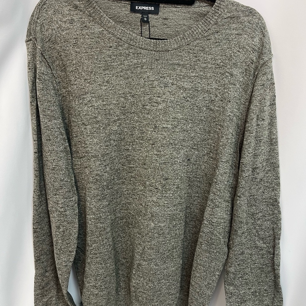 Express Mens 100% Cotton Crew Neck Sweater Grey XL